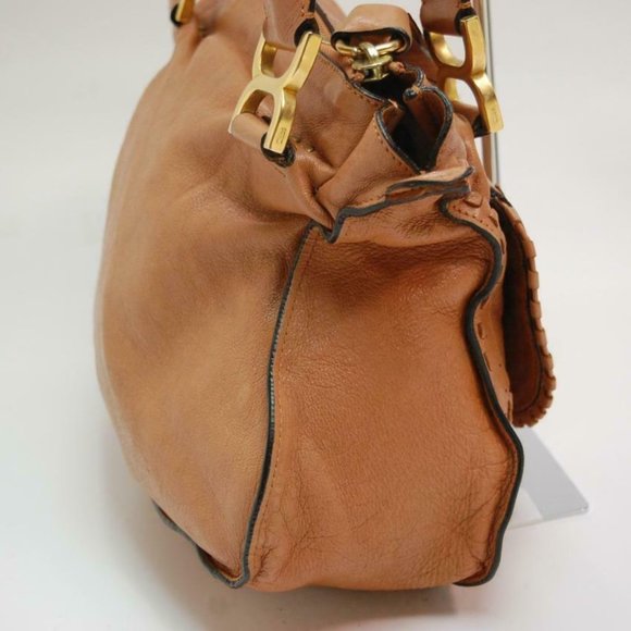Auth Chloe Marcie Medium Shoulder Bag Leather Bron - Picture 7 of 16